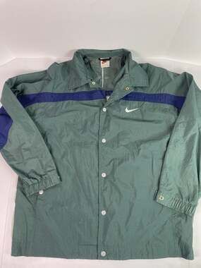 Vintage Nike Colorblock Coach's Windbreaker Jacket Green Blue Size Medium